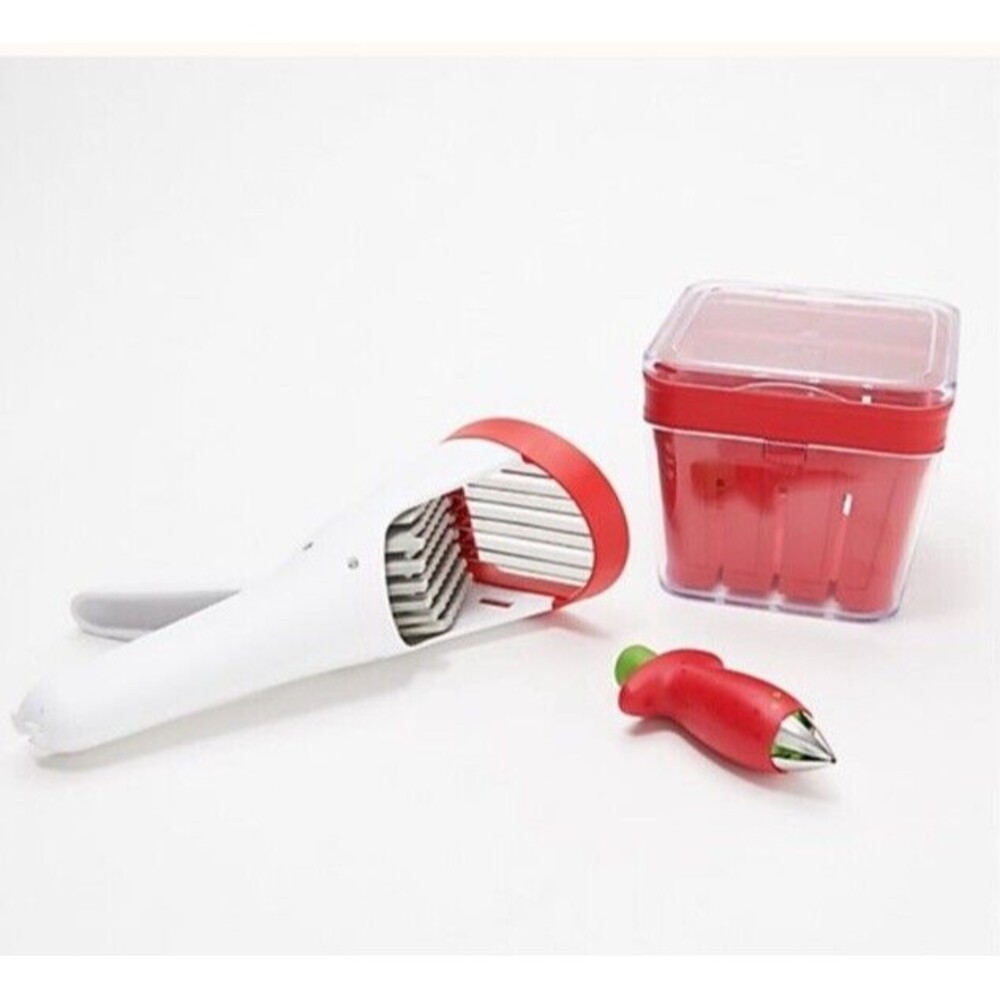 Chef'n Complete Strawberry StemGem, Slicer & Container Set New in open box
